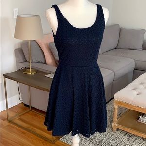 As U Wish Navy Blue Crochet Lace Dress